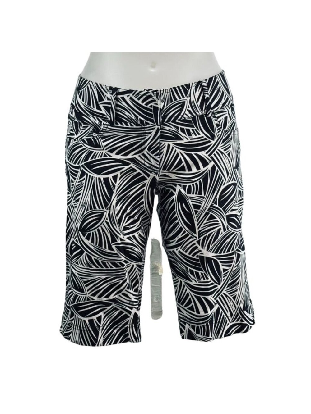 CACHE Women's Shorts Polyester Geometric Black White Wide banded Waist Size 4